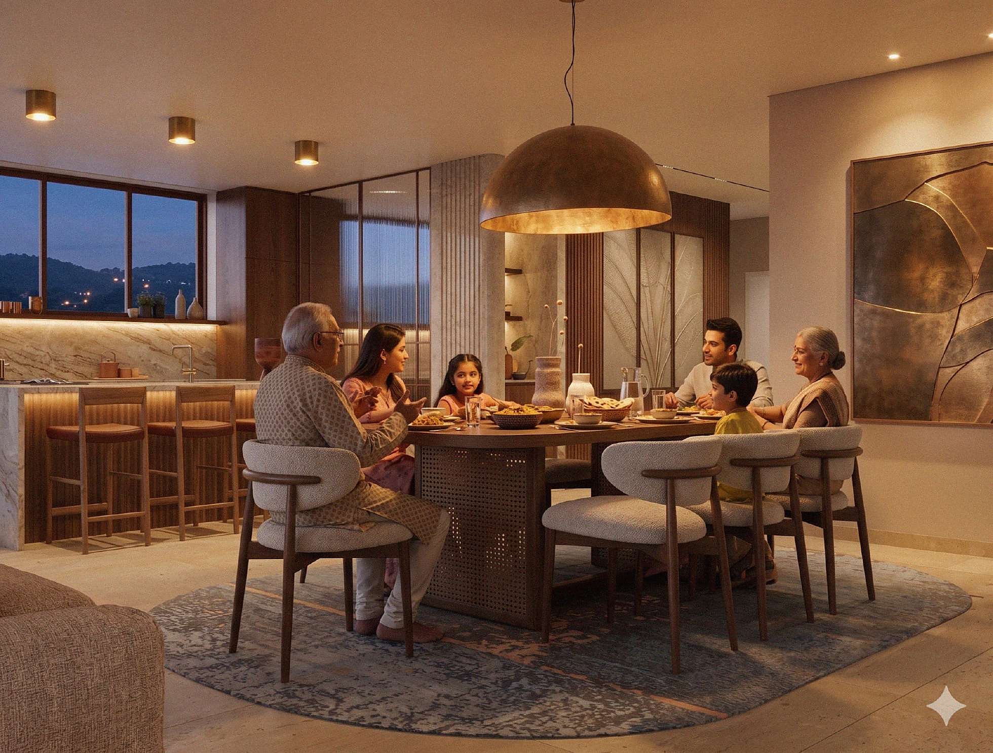 A family at dinner in a Safira residence